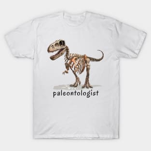 Paleontologist text with dinosaur illustration T-Shirt